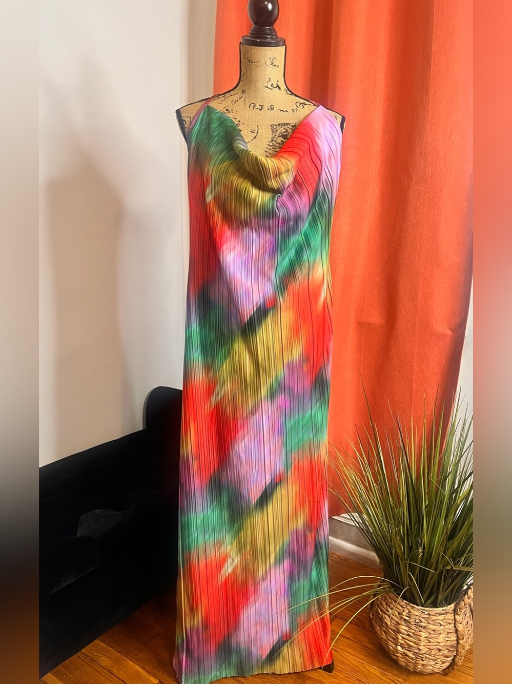 Pretty Little Things Pleated Cowl Neck Maxi Dress